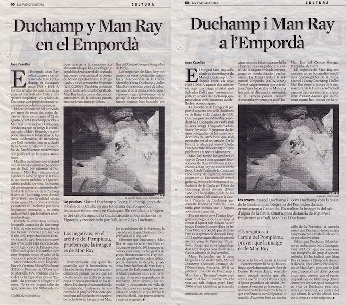 Recortes sobre la visita de Duchamp y Man Ray al Empordà